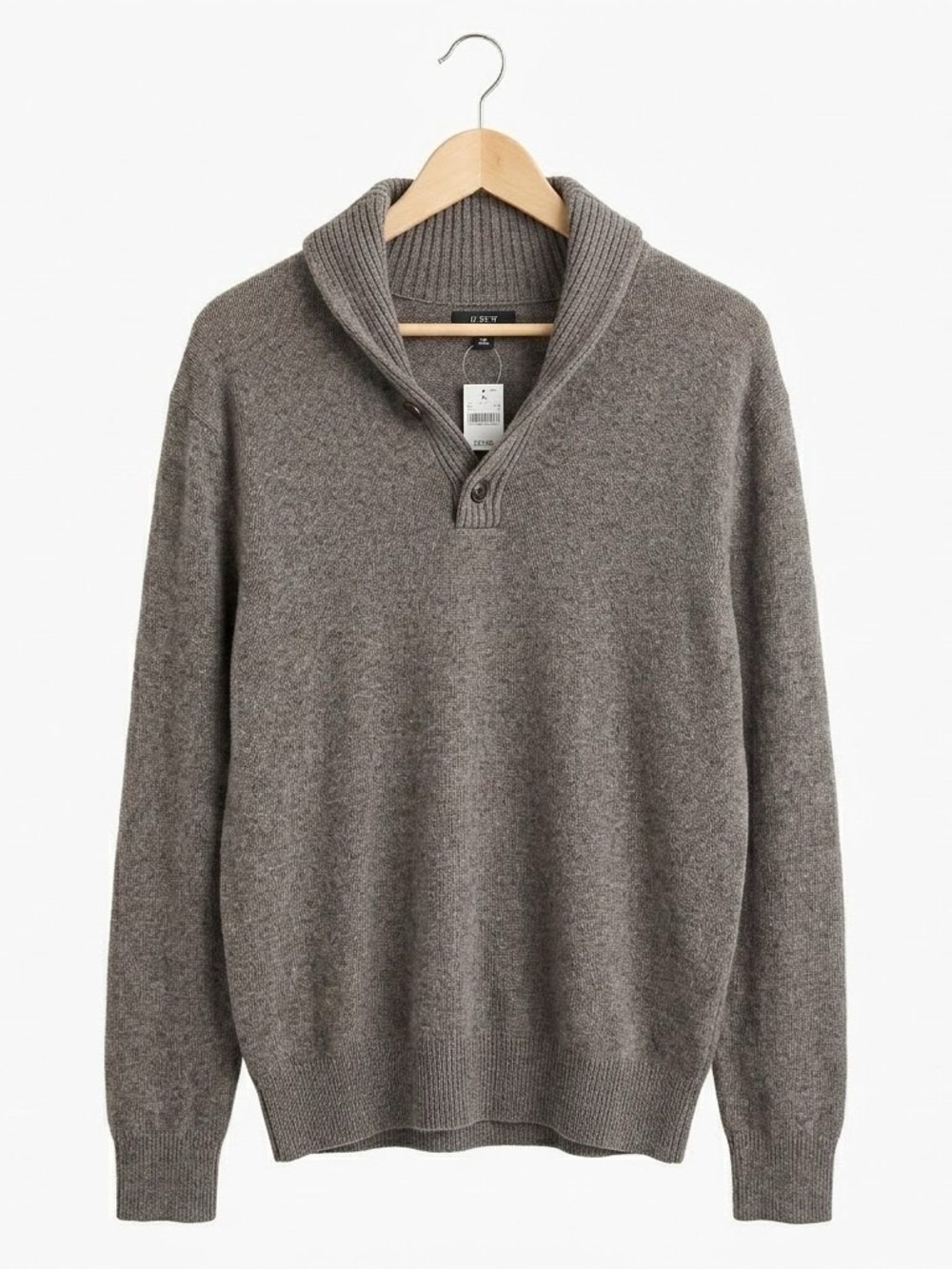 J. Crew NWT Men's Lambs Wool Blend Pullover Shawl Collar Sweater Gray Size XL